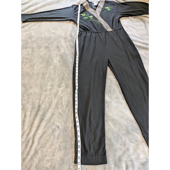 Unique Vintage Lacy Afternoon by Shell Kepler Black Jumpsuit - Size M - Picture 5 of 6